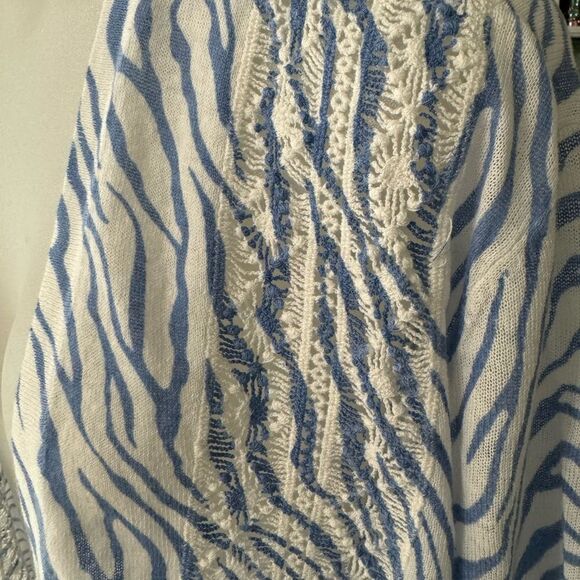 Chico’s Delaney Zebra-Striped Cardigan Blue White Size Large - Picture 7 of 12